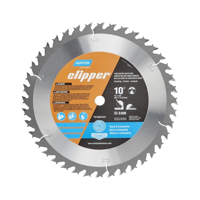 Norton Clipper Miter Saw Blade, 10 x 5/8 Inch 40 Tooth, Circular Table Saw Blade, for Hardwood, Softwood, Chipboard - Image 1